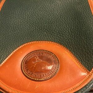 Dooney & Bourke Green and Brown Pebbled Leather Crossbody